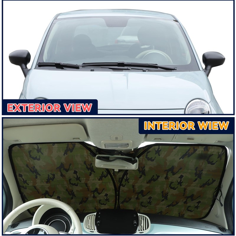 Windshield Sunshade Compatible with Fiat 500 2010-2024 ，Front Window Sun