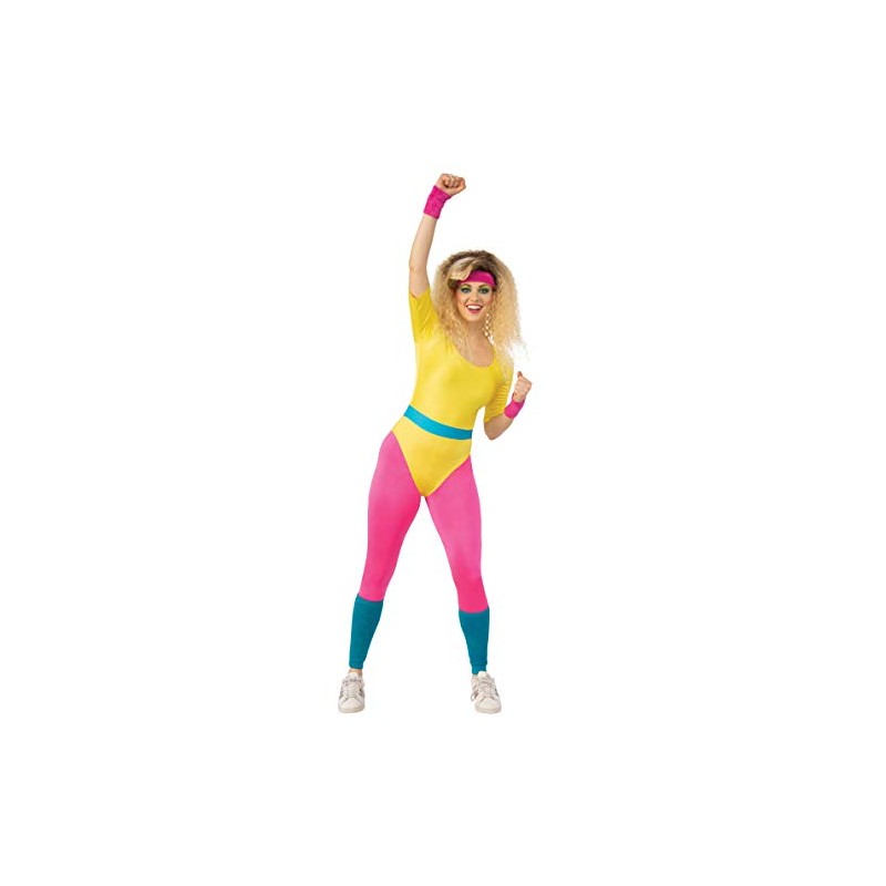 Bristol Novelty AF119S 80s Aerobics Girl Costume, Women, Multi-Colour, Small