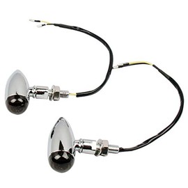 MotorToGo 2pcs Chrome Bullet Motorcycle LED Turn Signal Lights Chrome CNC LED Motorcycle Turn Signal Indicators Blinkers with Smoke Lens Compatible for 2009 Suzuki Boulevard C50