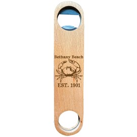 Bethany Beach Delaware Engraved Design Souvenir Engraved Wooden Bottle Opener 4-Pack