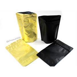 100-4 oz.Gold and Matte Black Combo Coffee/Tea Bags, Food Packaging, Coffee Favor Bags, Foil Product Packaging