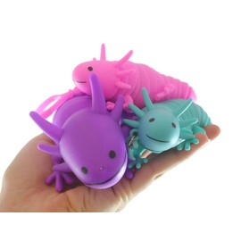 Axolotl Family Fidget -1 Large and 2 Small on Clip Wiggle Articulated Jointed Moving Axolotyl Toy - Unique (Random Colors)