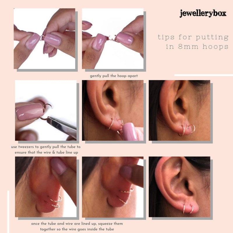 Sterling Silver Lightweight Sleeper Hoop Earrings 8 mm - 22