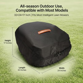 Robot Lawn Mower Cover Waterproof, 420D Outdoor Robotic Mower Cover, Black