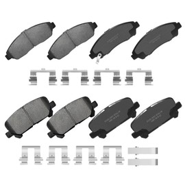YxpBrake Front Rear Ceramic Brake Pads with Hardware Fit for Honda Pilot 2009 2010 2011 2012 2013 2014 2015, Acura MDX, ZDX 2007-2013