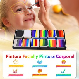 Pintura Facial Y Pintura Corporal De 12 Colores，Juego Profesional De 12 Colores Al óleo Soluble En Agua Cara Kit, Paleta De Pintura Facial Para Halloween Artistas Cosplay Fiesta