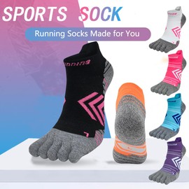 ABTRAV Womens Toe Socks No Show Five Finger Sports Running Athletic Socks Cotton Arch Support Ankle Socks 6 Pairs