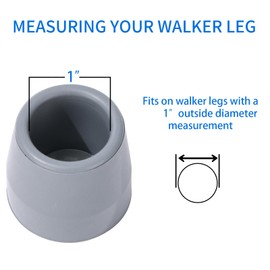 4PCS Rubber Walker Tips 1 '' Heavy Duty Replacement Tips for Walkers, Commodes, Shower Chairs and more