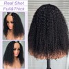 DSEKCAIN Kinky Curly V Part Wig Human Hair Glueless Clip