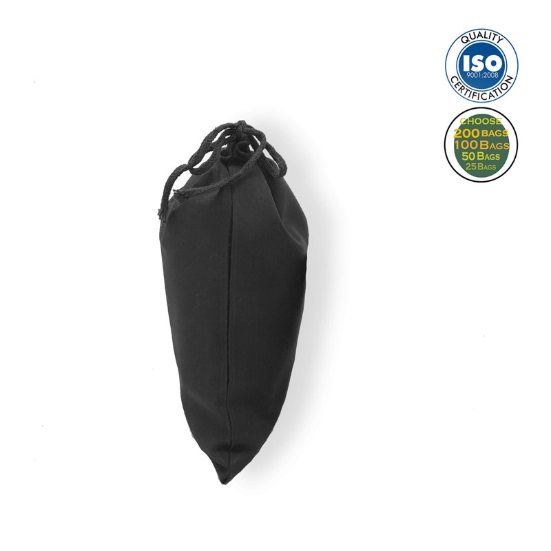ecogreentextiles Black Cotton Drawstring Bags - Reusable Produce Bags