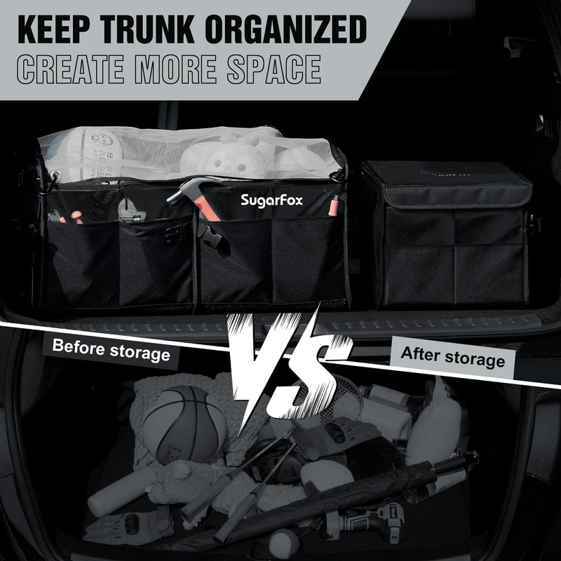 SugarFox Car Trunk Organizer for SUV - 63L+26L Modular Storage,