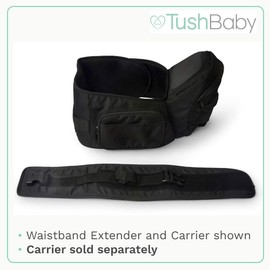 Tushbaby Waistband Extender - Extension Belt, Custom Fit, Adjustable, Machine Washable, Ergonomic Child + Infant + Toddler Carrier, Black