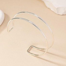 Minimalist Arm Cuff Arm Cuff Upper Arm Cuff Jewelry for Women Dainty Layered Arm Bangle Bracelet Armband Armlet Jewelry (Platinum, One Size)