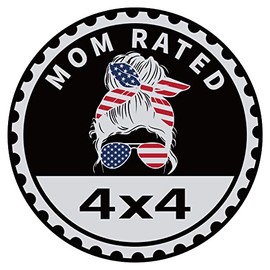 Mom Badge Rated Emblem, 4 x 4 Metal Automotive Badge, 3D Round Decals Compatible With Jeep Wrangler, Vehicles, Trucks, SUV