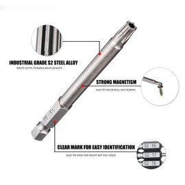 Torx Screwdriver Set Long 4 Inch 11 PCS T6-T40 Magnetic Torx Security Screwdriver Bits Set 1/4” Hex Shank Security Long Screwdriver Bit Set for Drill 100MM