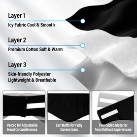 Sleep Mask, Eye Mask for Sleeping with Heads Adjustable, Earmuffs for Sleep for Men & Women, 2 in 1 Ear Mask and Blindfold, Soft Dual-Sided All-Season Eye Cover for Side Sleepers (Black)