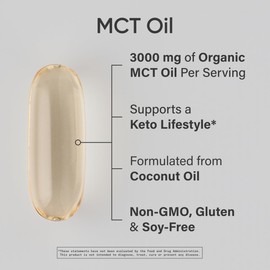 Sports Research MCT Oil Capsules derived from Coconut Oil | Keto Fuel for The Brain & Body | High Potency 3000 mg | Derived from Non-GMO Coconuts (120 Softgels)