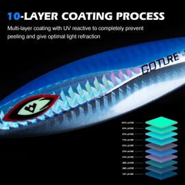 Goture Slow Pitch Jigs, Glow Flat Fall Jig Fishing Lure with Double Assist Hooks and Swivel, Fishing Jigs Saltwater 40g-250g Deep Sea Fishing Jigging Lures for Tuna,Dogtooth Tuna, Yellowtail,Kingfish