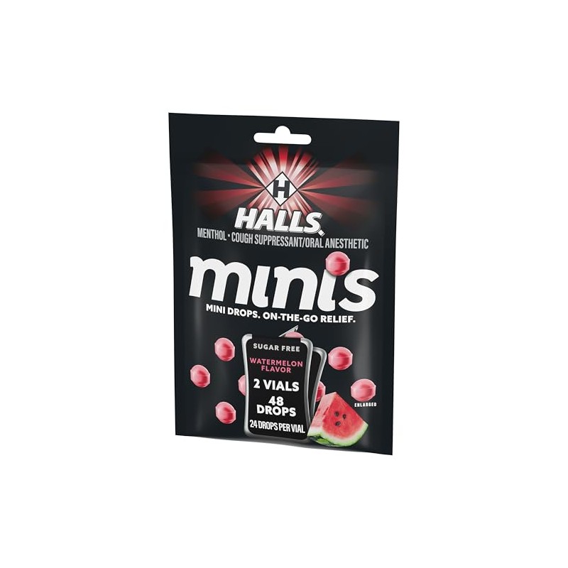 Halls HALLS Minis Watermelon Flavor Sugar Free Cough Drops, 48