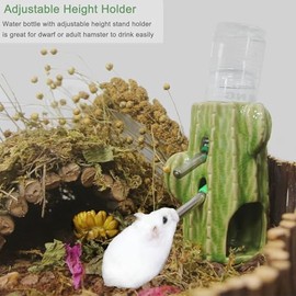 Botella de Agua para hámster con Soporte, 2 en 1 Ajustable, 80 ml, Botella para Tanque de Cristal, Botella de Agua para Tanque de Cristal, sin Goteo, Ratones, Ratas