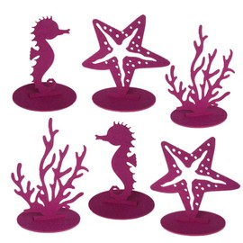 6Pcs/Pack Purple Mermaid Party Decoration DIY Felt Table Centerpiece Under The Sea Party Decorations for Ocean Theme Girl Little Mermaid Birthday Baby Shower Party Supplies