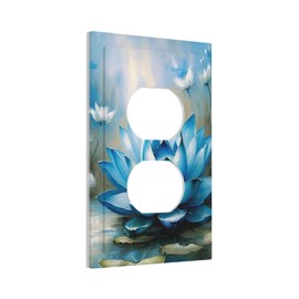Tewujay Blue Flower Light Switch Cover 1 Gang Outlet Plate Single Duplex Wall Plate Covers Decorative Switchplate Covers Electrical Faceplate for Home Decor