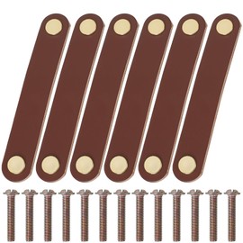 BJBJJIU Leather Furniture Handles, Pack of 6 Leather Furniture Handles, Cabinet Handles, Leather Loop Handles, Furniture Knobs, Cupboard Knobs, Leather, for Drawers, Furniture, Kitchen Cabinets,