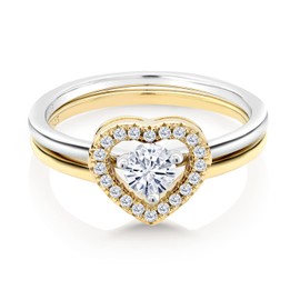 Gem Stone King 18K 2-Tone Plated Sterling Silver Ring Set with Moissanite (0.47 Cttw, Gemstone Birthstone, Available In Size 5, 6, 7, 8, 9)