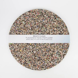 LIGA Beach Clean Max Round Placemats Set of 4, Eco-Friendly Table Mats Ideal for Dining Tables Indoor & Outdoor, Made from Recycled EVA Plastics & Organic Cork