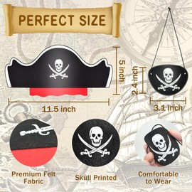 Legigo Pirate Hat Classic Costume Cap Eye Mask- Pirate Captain Hat Pirate Eye Patch for Pirate Party Cosplay Caribbean Dress (72pcs Pirate Hat Sets)