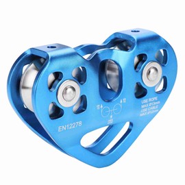 Pissente Double Trolley Pulley, pulley 30KN Aluminum Zip Line Rock Climbing Mountaineering Lifting Tandem Pulley Dual Pulley Zip Line Cable Trolley, tandem polea for Climbing (2)