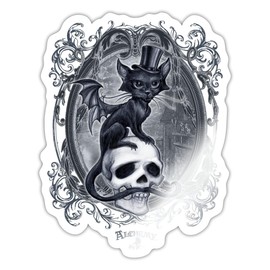 Spreadshirt Alchemy England Meowstopheles Vampire Cat Sticker, 10 x 10 cm, Glossy White