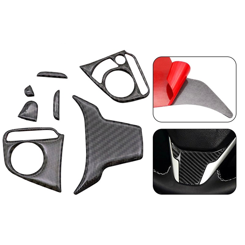 SecosAutoparts 7Pcs Carbon Fiber Steering Wheel Cover Trims Steering Wheel