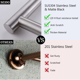 SEIDO Anti-Dropping Towel Bar 36", Stainless Steel Towel Rack for Bathroom Wall, Double Locking Design Towel bar for Bathroom, Brushed Nickel, 36 inch, 2pc