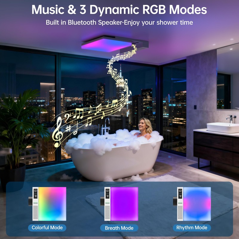 Smart Bathroom Exhaust Fan with Bluetooth Speaker and Light &