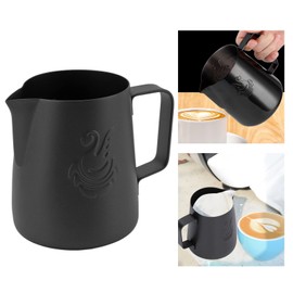 Jarra De Para Café De Acero Inoxidable 304 a Prueba De Derrames, Jarra De Espuma De Leche De Para Espuma De Leche Con Pico De águila Multifuncional Jarra De Vapor Espresso, Uso Doméstico (Negro)