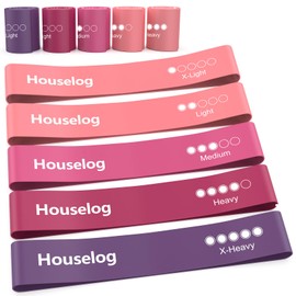 Houselog Resistance Bands Tension Bands for Exercise with 5 Different Resistance Levels Non-Slip Elastic Loop Workout Bands for Home, Gym, Strength, Pilates, Yoga(Purple)
