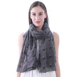 Lina & Lily Rottweiler Dog Print Women's Large Scarf Shawl (Dark Grey)(Size: 180cm x 90cm)