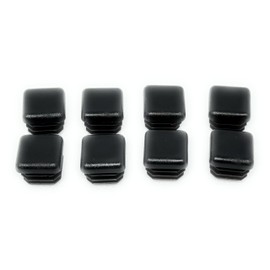 Square Tubing End Caps, 5/8 inch, Black Plastic, Ribbed Fit, Pack of (8) Top Secret PDR