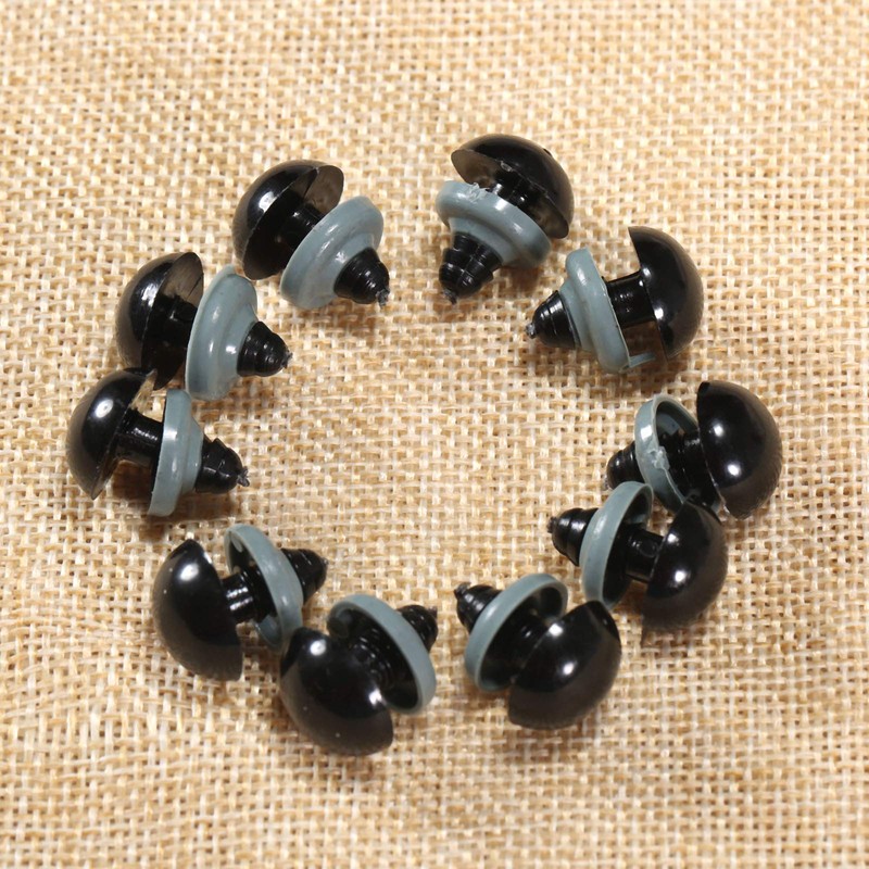 dophee 60Pcs Black Plastic Safety Eyes with Washers, Craft Eyes,