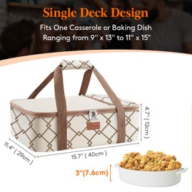 Lifewit Insulated Casserole Carrier for Hot or Cold Food, Casserole Dish Bag Carrying Case, Lasagna Lugger Holder for Potluck/Parties/Picnic/Cookouts, Fits 9"x13" Baking Dish, Cream
