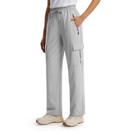 Libin Women's Summer Pants 27" Cargo Hiking Pants Lightweight Water Resistant Trendy Clothes Outdoor Travel Camping Golf Fishing Climbing Hunting Safari, Light Gray S