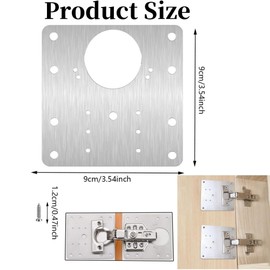 8Pcs Cabinet Hinge Repair Plate, Stainless Steel Board Cabinet Hinge Repair Replacement Kit with 64 Mounting Screws for Kitchen Wardrobe