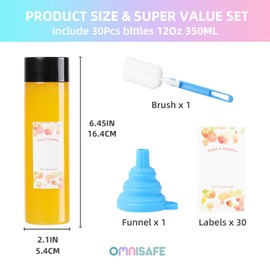 OMNISAFE 15Pcs 12Oz Round Plastic Juice Bottles with Caps, Empty Reusable Clear Bottles with Leak-Proof Lid, Bulk Water Containers for Cold Drinks, Smoothie and Beverages