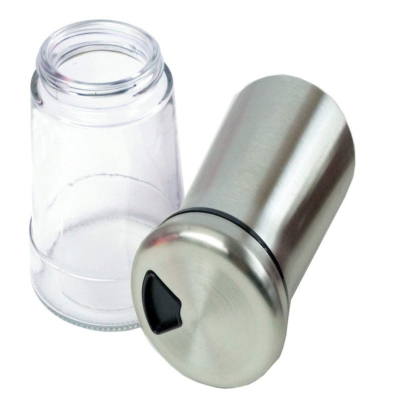 Pepper & Salt Shakers Stainless Steel Cover Glass Bottom Wire