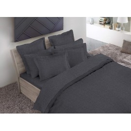 Dormisette Luxury German Flannel Sheets & Pillowcases Set, 4 Piece (Charcoal Grey, Queen)