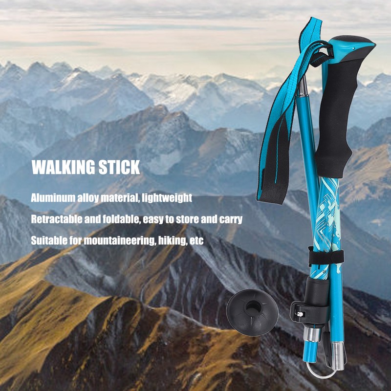 Hiking Pole Aluminium Alloy Telescopic Collapsible Multifunctional Outdoor Walking Stick