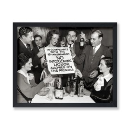 Poster Master Vintage Celebration Poster - Retro End of Prohibition Print - Photography Art - Alcohol Art - Gift for Him, Her, Bartender - Decor for Bar, Kitchen, Restaurant, 11x14 Black Framed