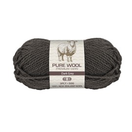 Yatsal 3-Ply Pure Wool 50 g, Dark Grey