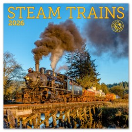 Steam Trains Wall Calendar 2026, Monthly January–December 12" x 12"